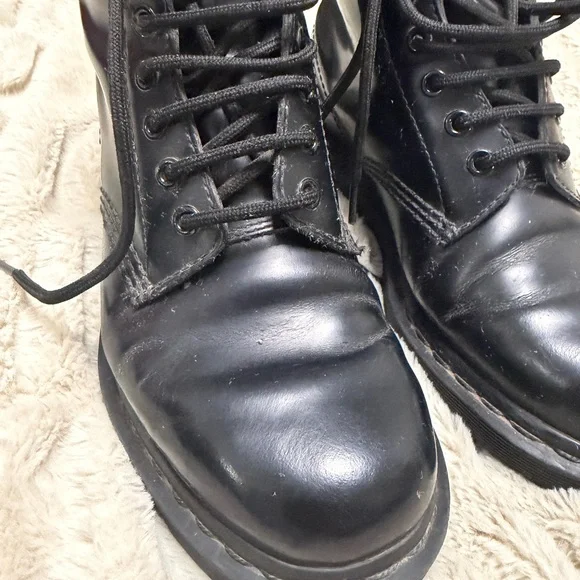 Dr. Martens Black Leather Combat Boots - Picture 4 of 8
